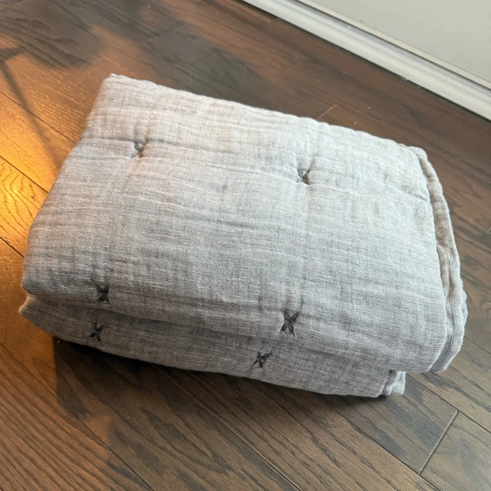 Restoration Hardware 2 Standard Grey Linen Gauze Shams 20x28